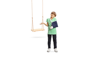 Boy with arm fracture after fall from a swing