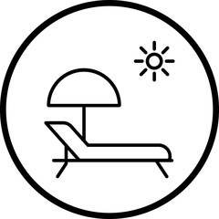 Sun Bed Line Icon Style