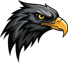 Tribal Eagle Head Silhouette - Aggressive Black Vector Bird Design