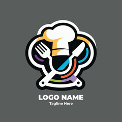 Chef logo cook mascot for restaurant branding culinary business identity kitchen food service company flat vector illustration for cooking uniform professional chef icon design