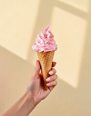 Cono de helado de fresa