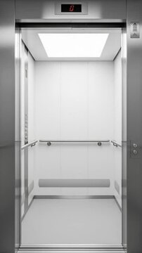 Modern elevator doors opening revealing bright interior design stock photo and video footage clip art 4k video.