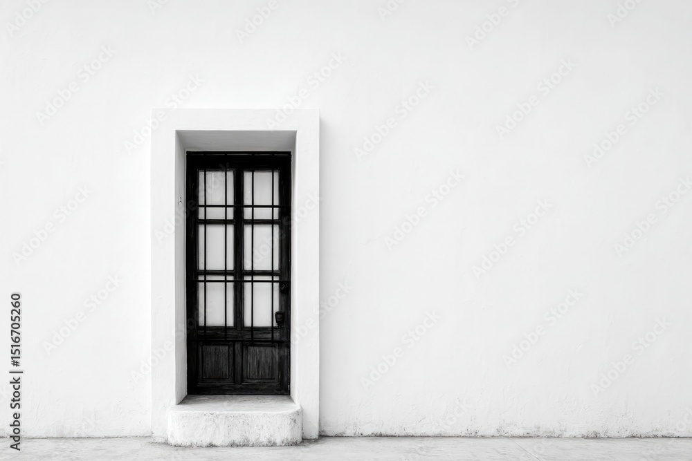 Poster isolated window or door on white backdrop offers minimalistic and clean image with abundant copy spa