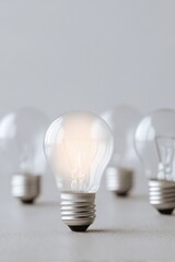 focus on energy-efficient light bulbs in minimalistic layout providing ample copy space for text