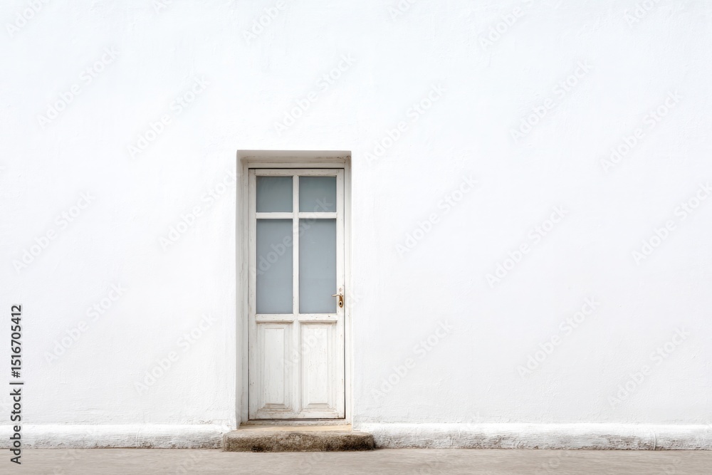 Poster isolated window or door on white backdrop offers minimalistic and clean image with abundant copy spa