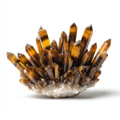 Tiger eye gem stone on white background