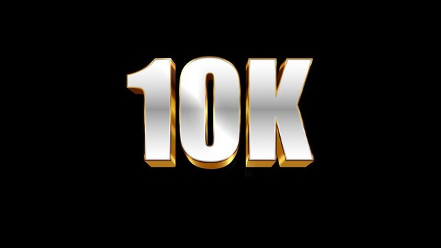 Gold 10k followers animation video, loop motion graphic background