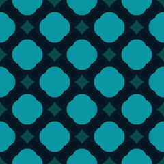 High-resolution seamless background pattern featuring a vibrant teal quatrefoil design. Ideal for contemporary art, textile designs, and eye-catching graphic layouts. 3600x3600 px JPG background
