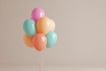minimalistic festive balloon arrangement on neutral background