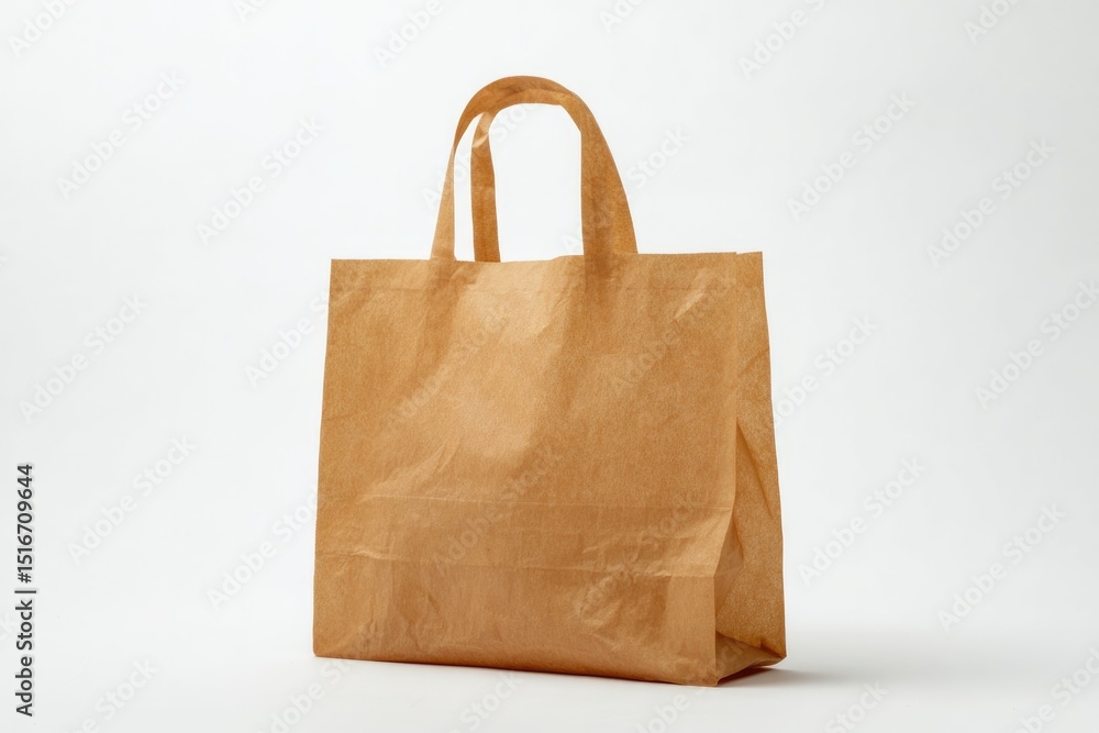 Poster minimalistic image of reusable shopping bag placed against white background featuring ample copy spa