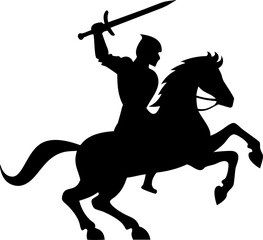 knight on horseback charging across battlefield.eps