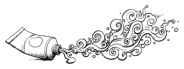 toothpaste tube with decorative swirl