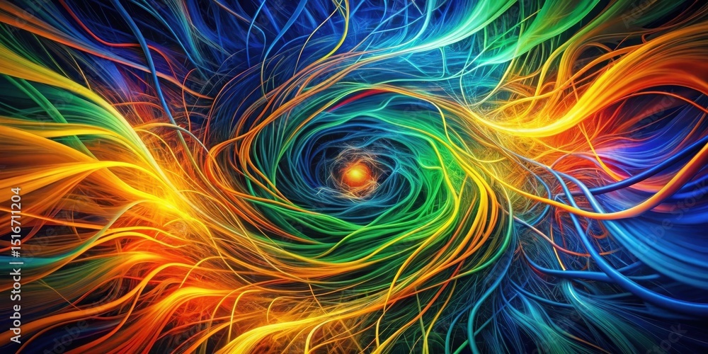 Aufkleber Vibrant Abstract Swirling Lines of Color Creating a Psychedelic Vortex of Energy and Motion