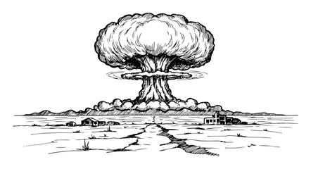 nuclear explosion mushroom cloud landscape