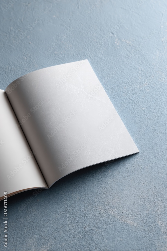 Poster minimalistic mockup of brochure on textured surface positioned to left allowing ample copy space on 