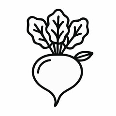 Illustration of beets with leaves in simple outline style