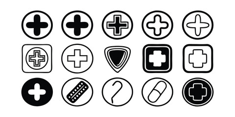 Medical Cross Icons Set of Healthcare Symbols for Design