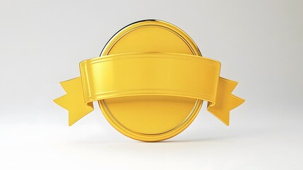 Gold oval badge with ribbon.
