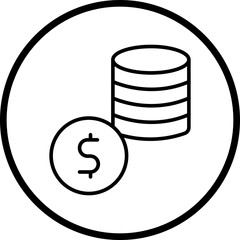 Stack Of Coins Line Icon Style