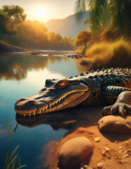crocodile in the water