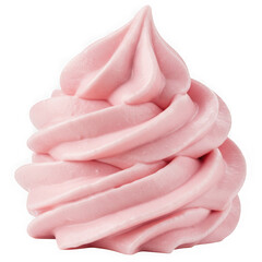 Pink swirl of frozen yogurt on transparent background