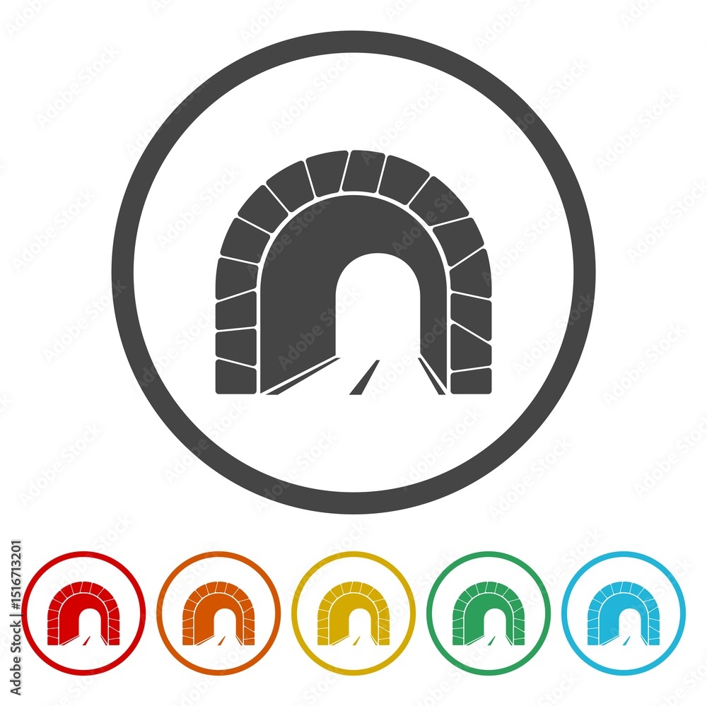 Poster tunnel road icon. set icons in color circle buttons