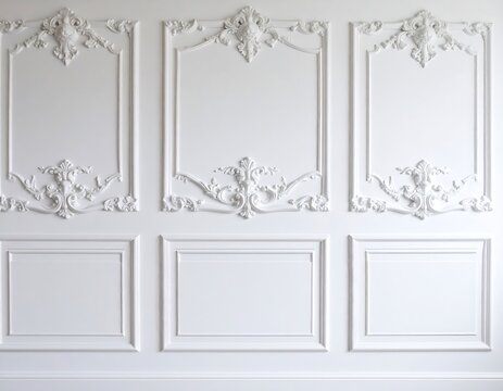 Fototapeta Ornate white wall panels