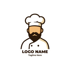 Chef logo, chef hat, kitchen uniform, cartoon chef, food vector for restaurant identity, culinary service mascot, chef illustration design, branding for kitchen product and cooking content