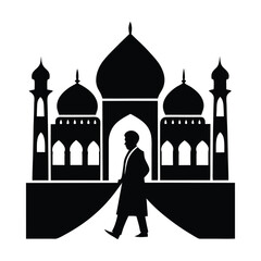 a man going to mosque silhouette