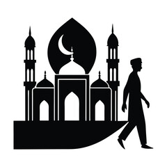 a man going to mosque silhouette