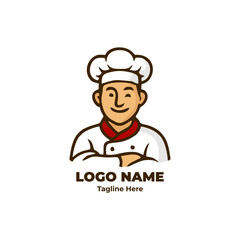 Kitchen based chef logo design vector illustration for culinary branding restaurant identity food business cartoon mascot bakery character cooking class

