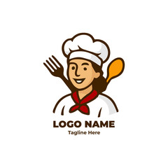 Vector illustration of cartoon chef logo for food business identity restaurant branding bakery mascot culinary kitchen design cooking character promotion