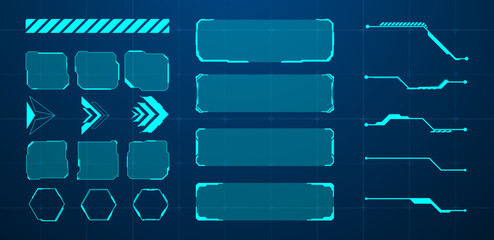 set futuristic element blue vector illustration