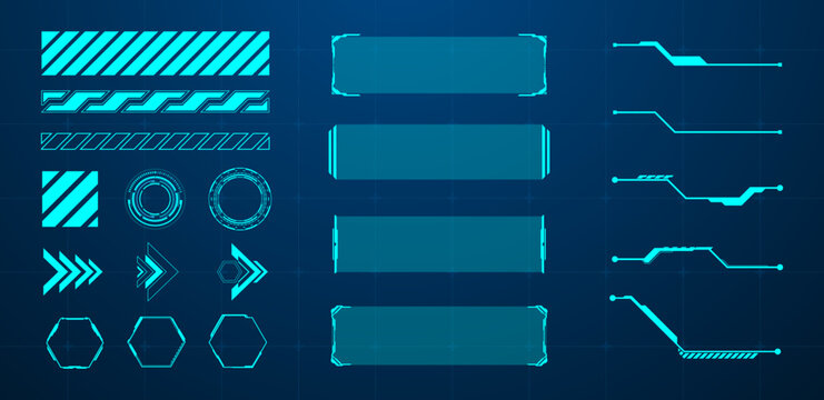 set futuristic element blue vector illustration