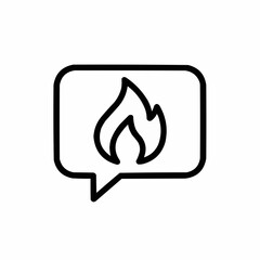 Outlined flame inside chat icon &mdash; passion in activism.
