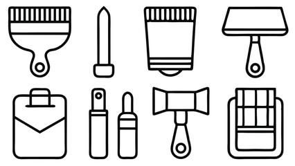 Collection of Line Art Icons Painting, Cleaning, and DIY Tools