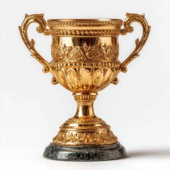 Celebrating Financial Success Golden Trophy Office Image Bright Close-Up Financial Achievement