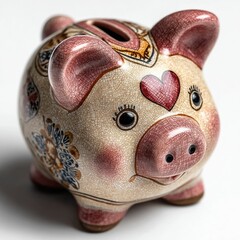 Saving Love Small Piggy Bank with Heart Design Home Decorative Object Cozy Environment Heartwarming Concept