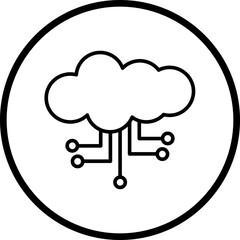Cloud Computing Line Icon Style