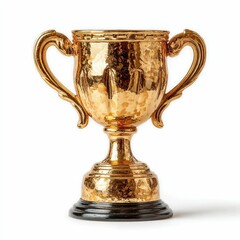 Business Office Achievement Concept Celebrating Financial Success with Golden Trophy Showcase