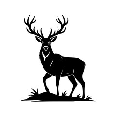 Majestic Deer Silhouette: Wildlife Elegance in Black & White  