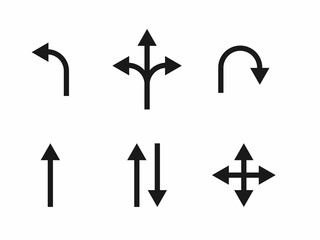 Simple black directional arrows on white background
