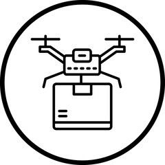 Drone Delivery Line Icon Style