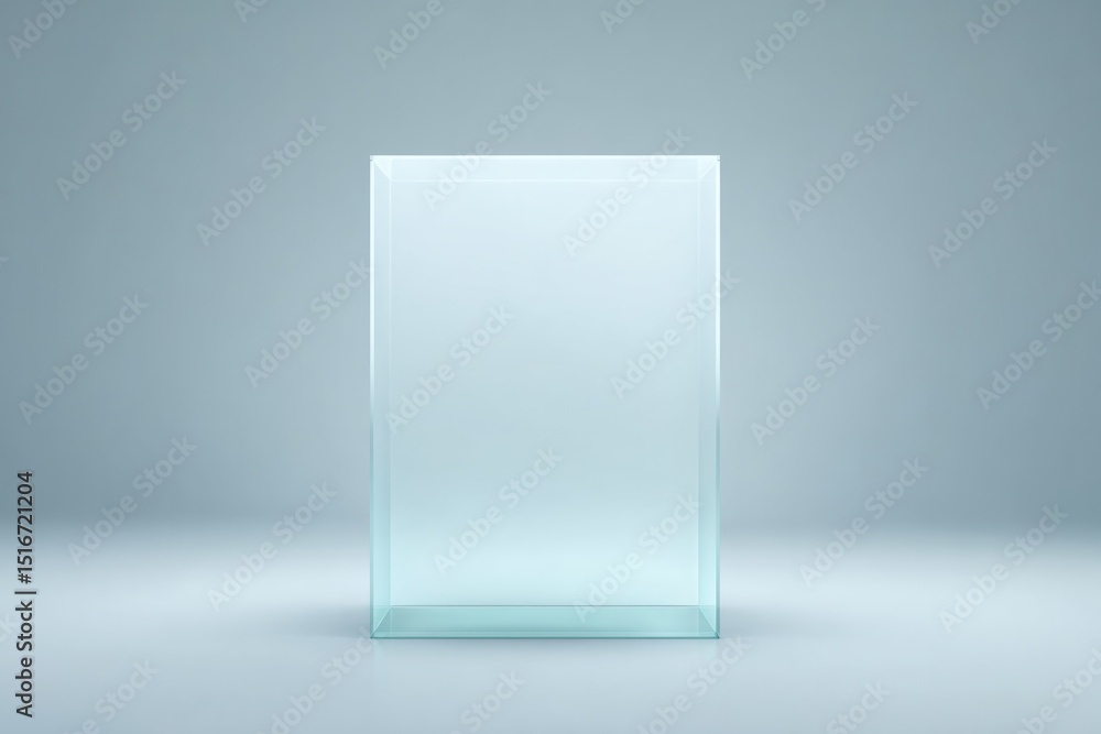 Poster simple glass podium with ample copy space and minimalistic backdrop