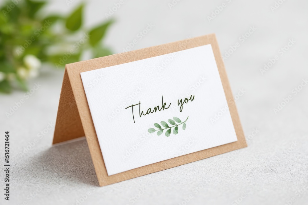 Poster simple thank you card design with elegant handwritten note and decorative elements leaving ample cop