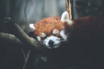Restful slumber of a red panda