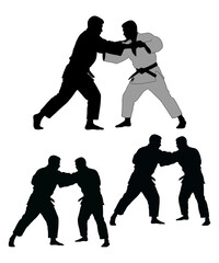 Judo Match: Silhouettes of Judo Players in Action