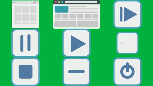 green screen white background image newspaper computer play button blue icon square middle arrow it power wordpress logo tube animated chromakey background.