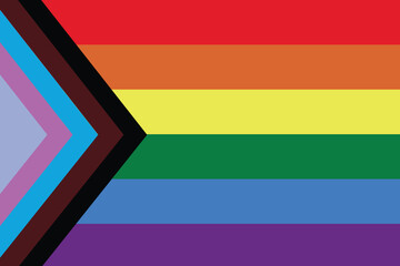 This vibrant flag represents inclusivity within the LGBTQ+ community, blending the classic rainbow colors with additional stripes to recognize marginalized groups