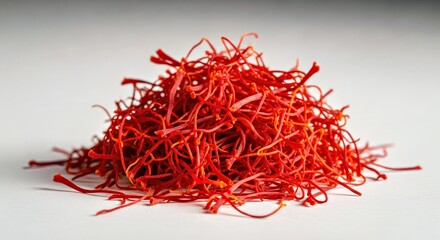 Fototapeta premium Pure Raw Organic Red Saffron Spice Threads Premium Quality Cooking Ingredient Crocus Sativus